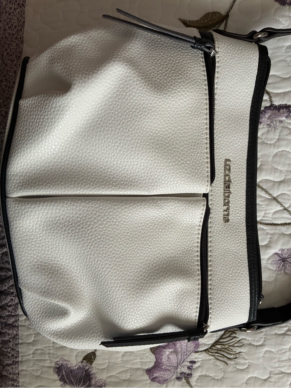 Liz Claiborne White Shoulder Bag with Black Trim